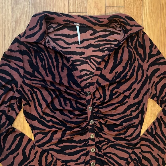 Free People Animal Print Blouse - Picture 2 of 4
